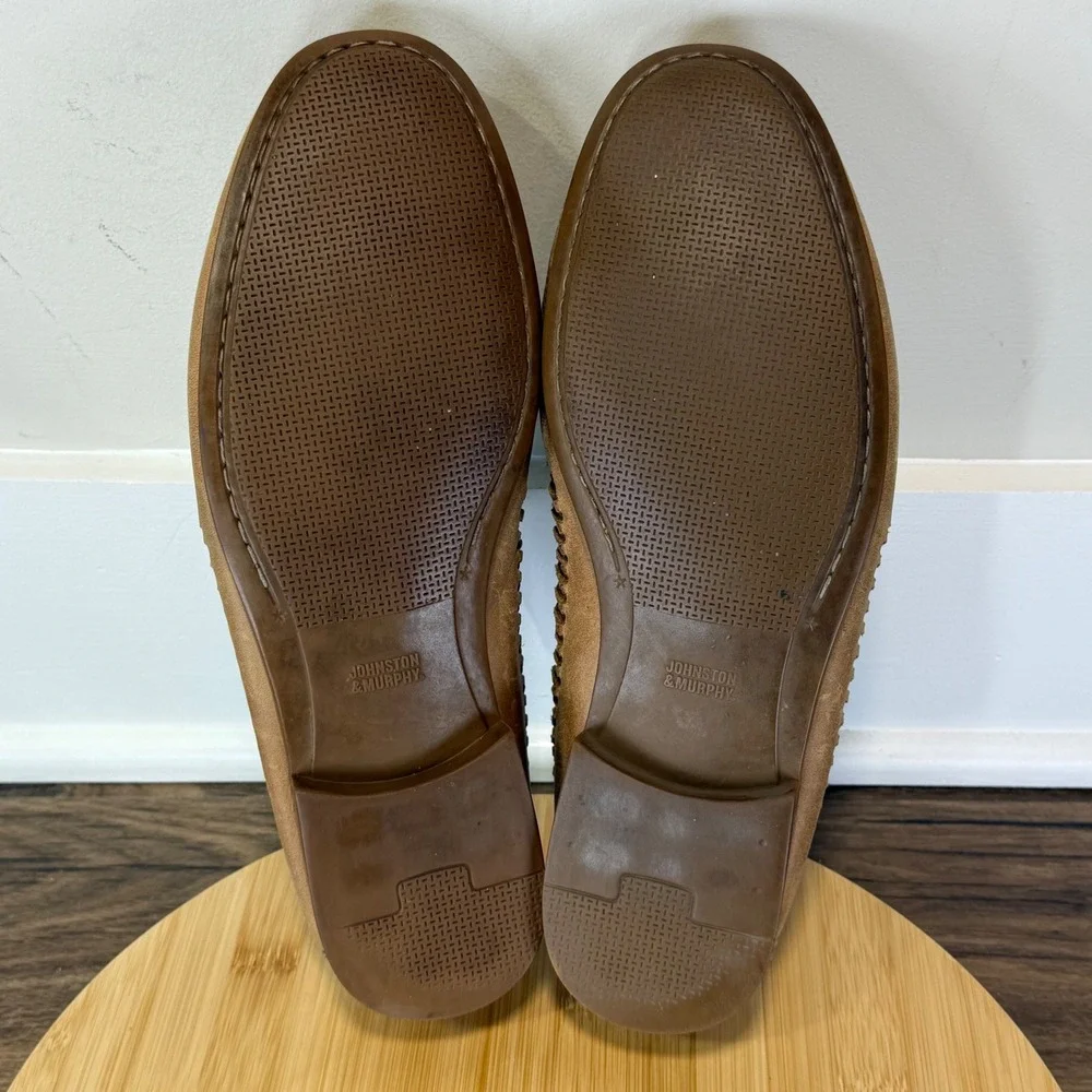 Good Johnston & Murphy Woven Loafers Men's 11.5 M Tan Sheepskin 20-0562